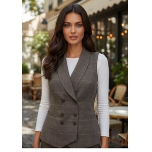 Cami size 14 brown plaid academia vest